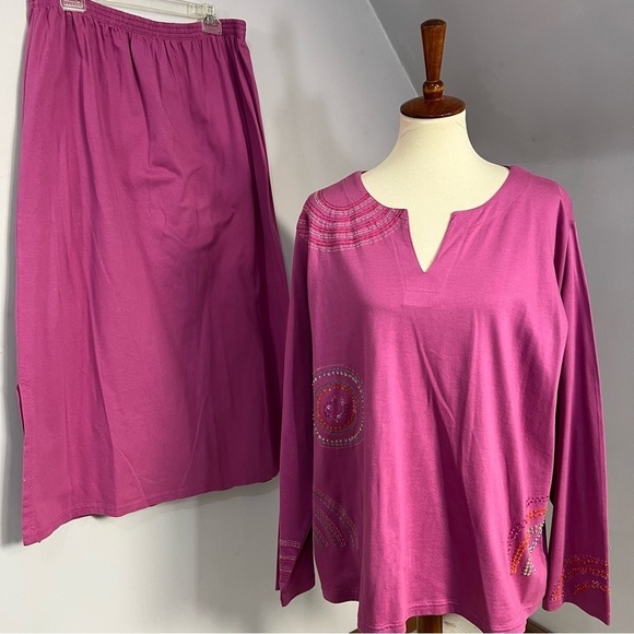 Michael Simon purple long sleeve top and skirt matching set coord set for spring - Picture 7 of 10